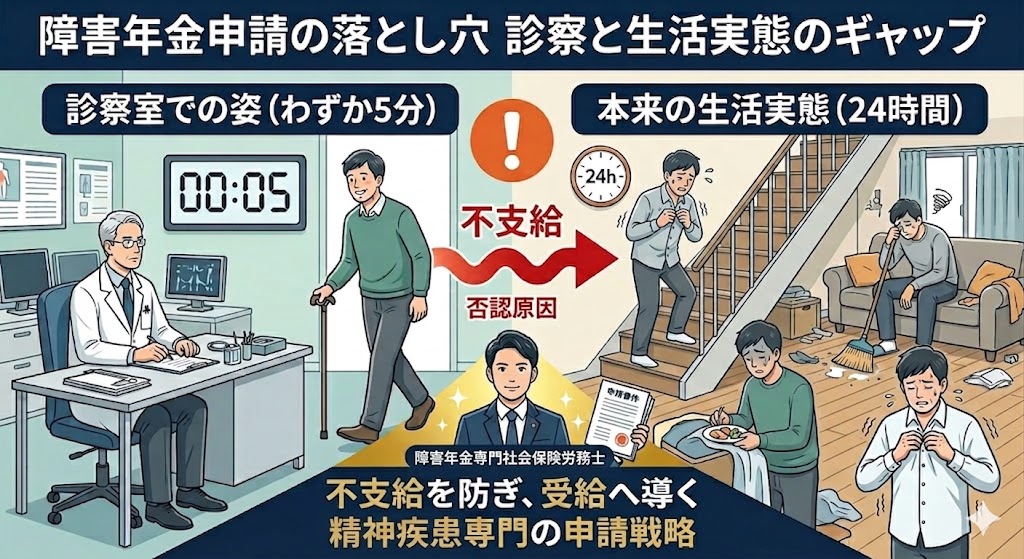 診察と生活実態のギャップ図解（精神）